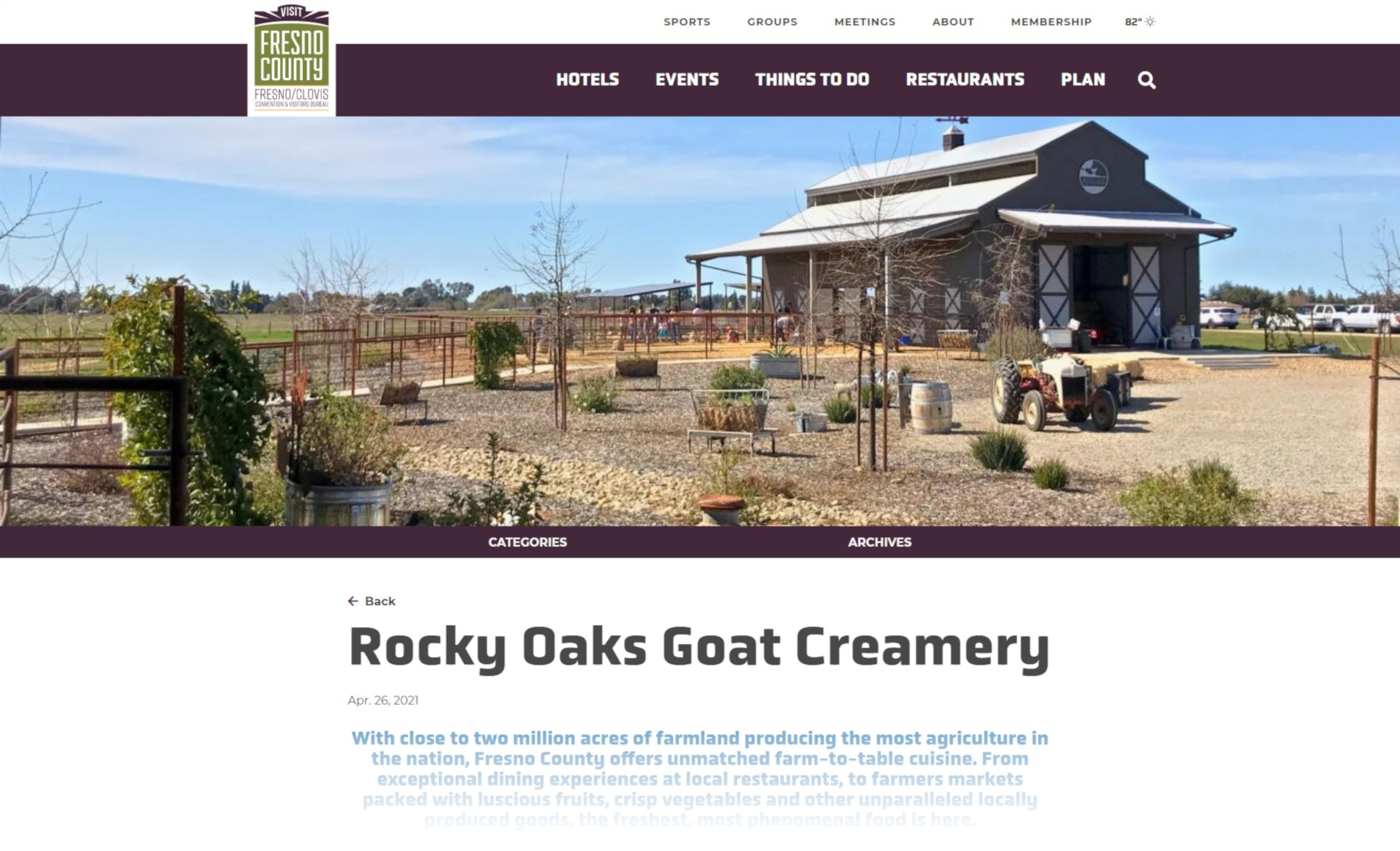 Rocky Oaks Goat Creamery Featured on Fresno County Visitor's Bureau Website!